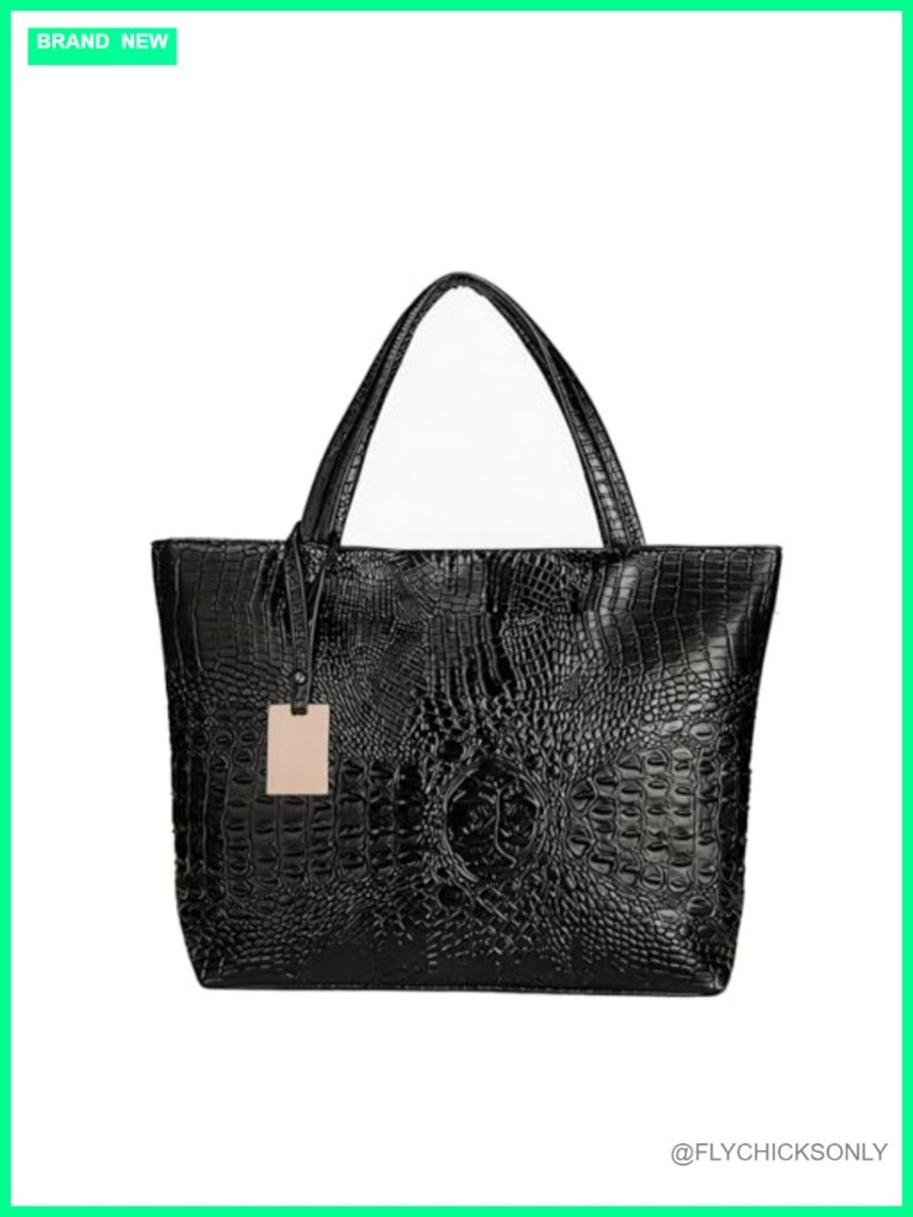 Faux Leather Crocodile Tote Bag Shoulder Handbag Purse Work Travel Satchel